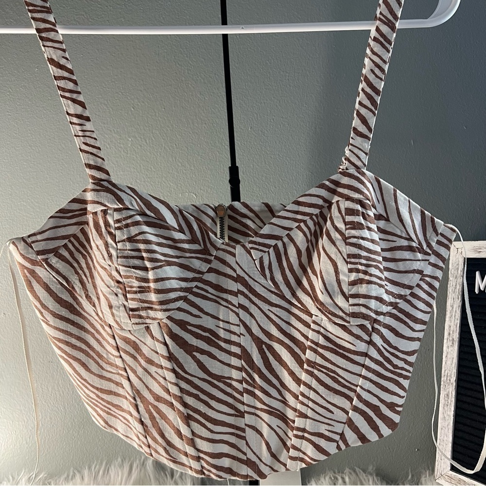 Zara brown leopard corset top (xs)